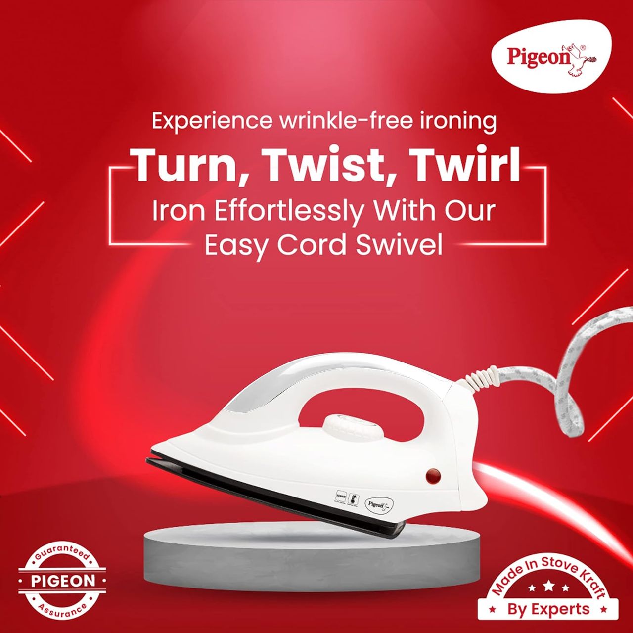 Pigeon 1000 W Dry Iron - Ivory