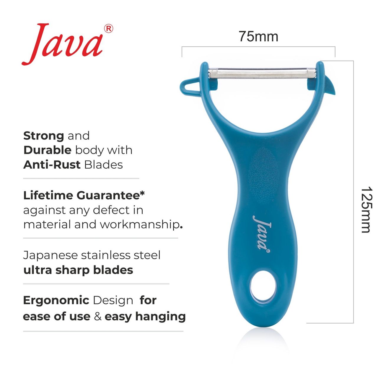 Java Swift Peeler with Potato Eye Remover & Citrus Peeler - Blue