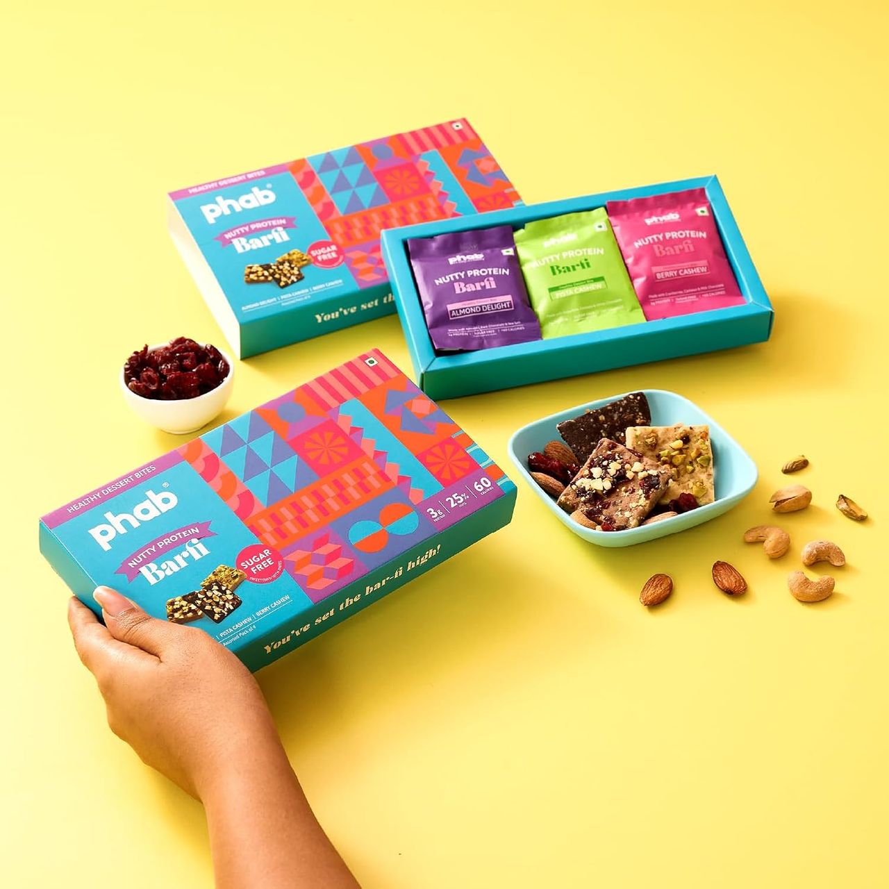 Phab Nutty 3g Protein Barfi Sugarfree 180 g Combo