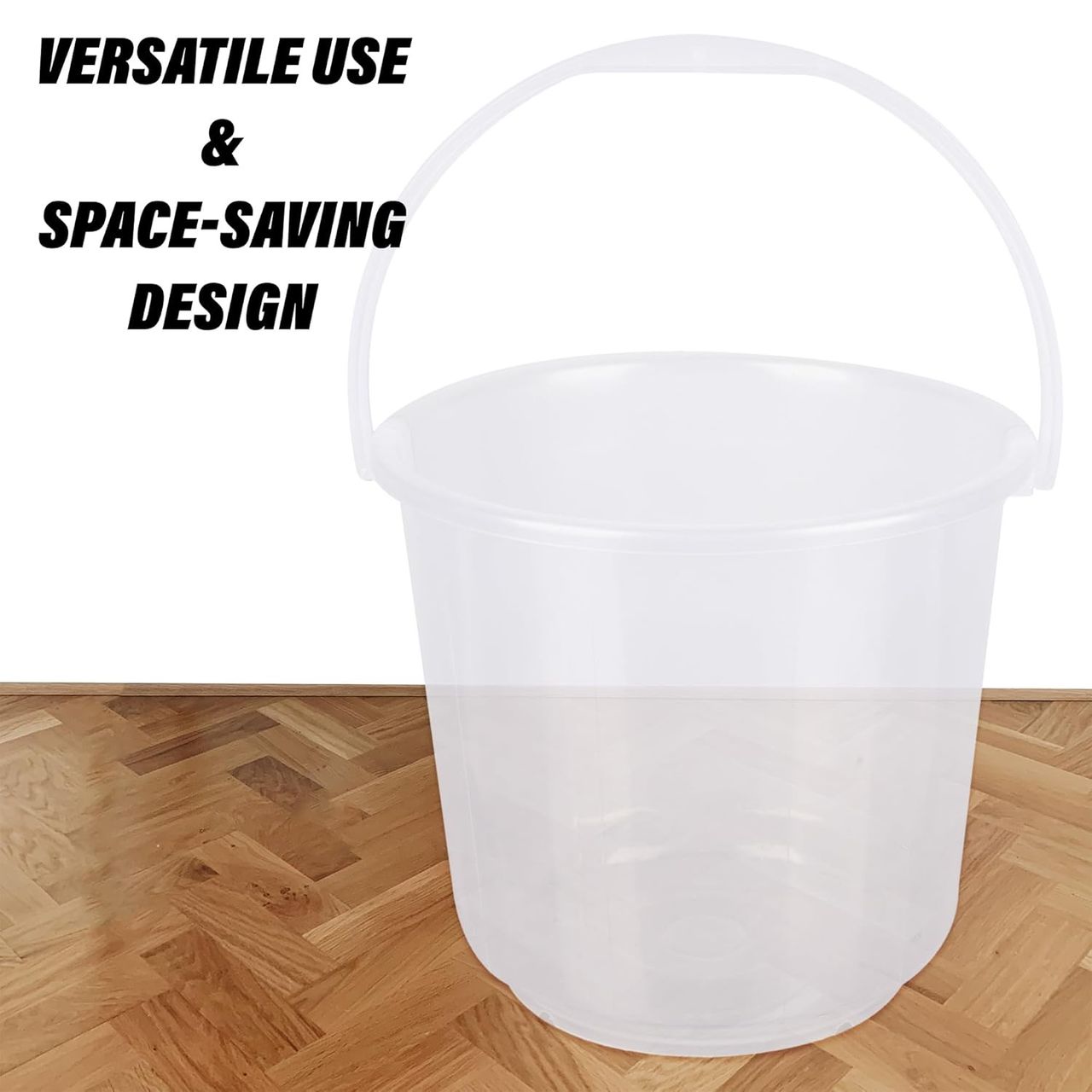 Heart Home Transparent Small Plastic Bucket - 5 L | For Mopping, Cleaning, Storage