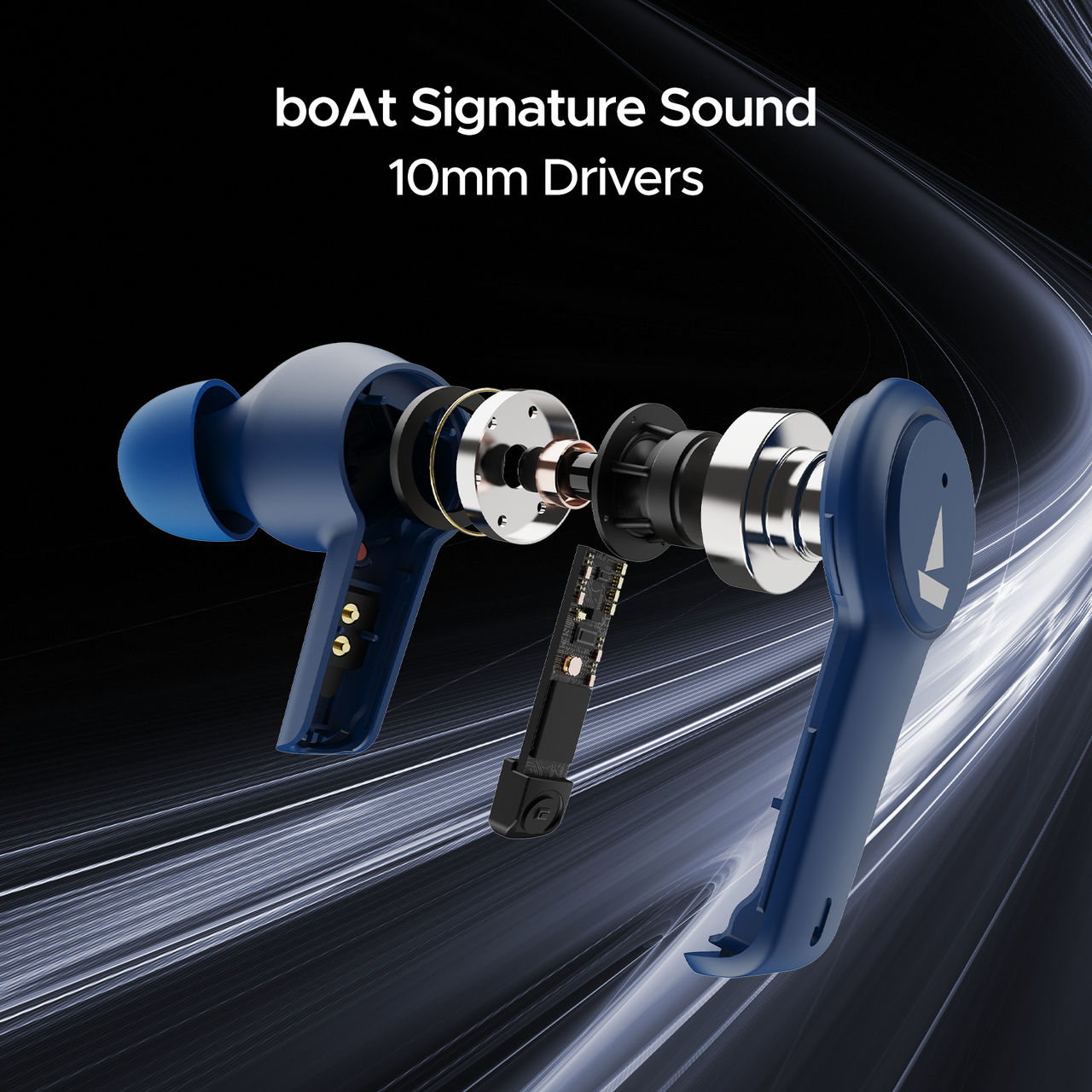 boAt Airdopes 411 Anc Tws Earbuds W - Active Noisecancellationupto 17.5 Hours Playback Blue Thunder