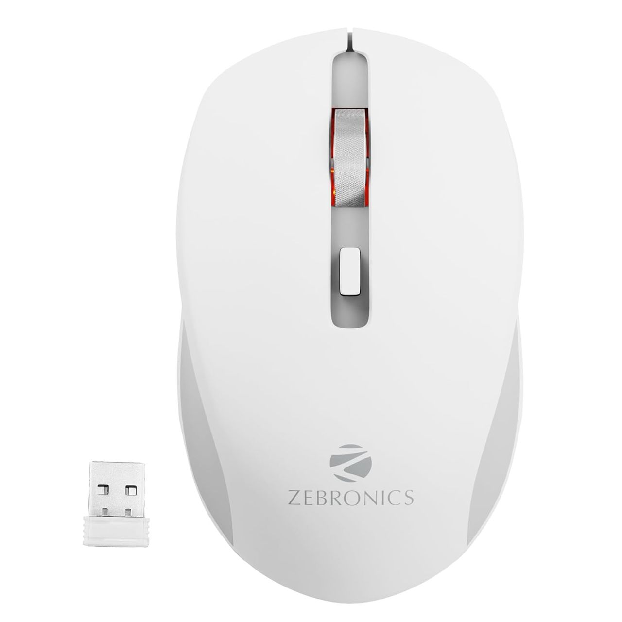 Zeb-Jaguar Wireless Mouse, 2.4Ghz With Usb Nano Receiver, High Precision 4 Buttons (White+Grey)