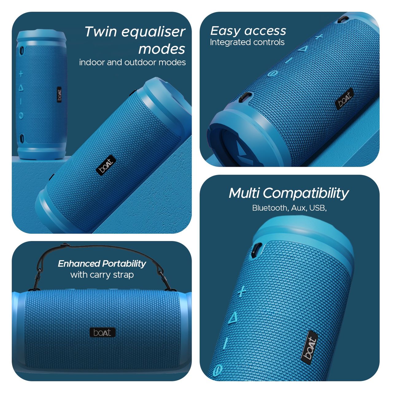 boAt Stone 1500 40W Portable Wireless Speaker with Roaring Sound, Dual EQs, Type-C(Blue)