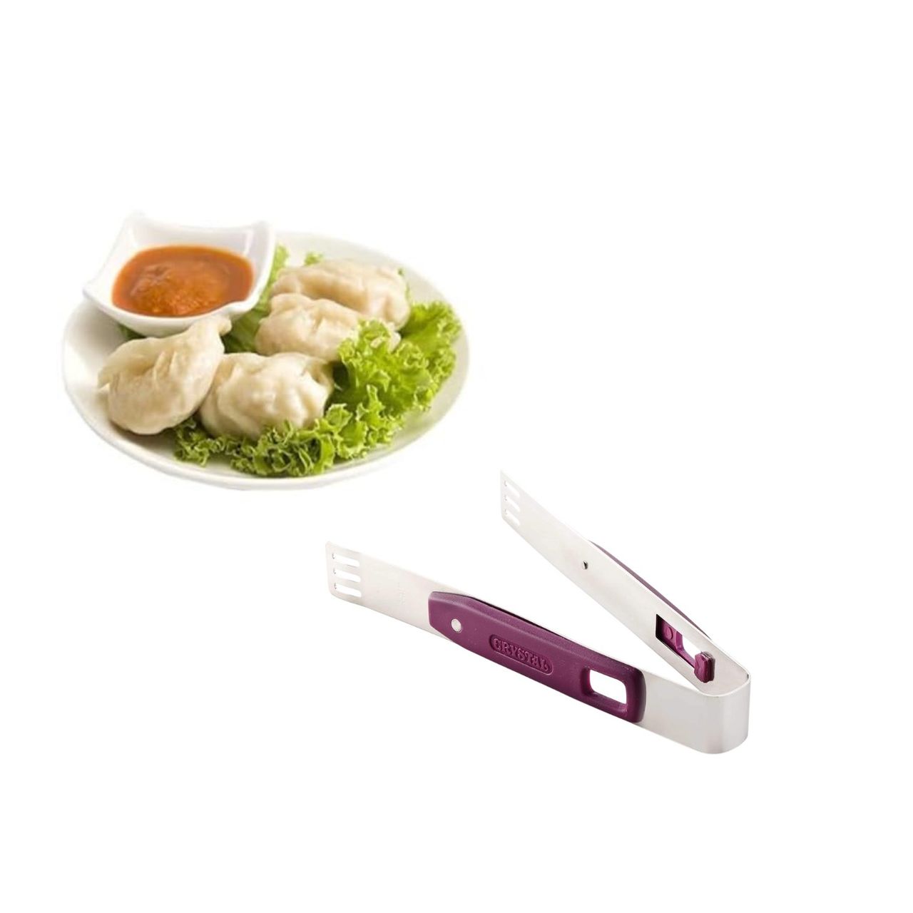 Crystal Stainless Steel Serving Tong (Colour May Vary)