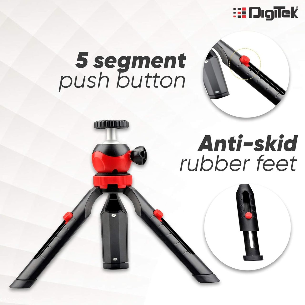Digitek Dtr-200Mt 18Cm Flexible & Portable Mini Tripod With Smartphone Holder & 360� Ball Head