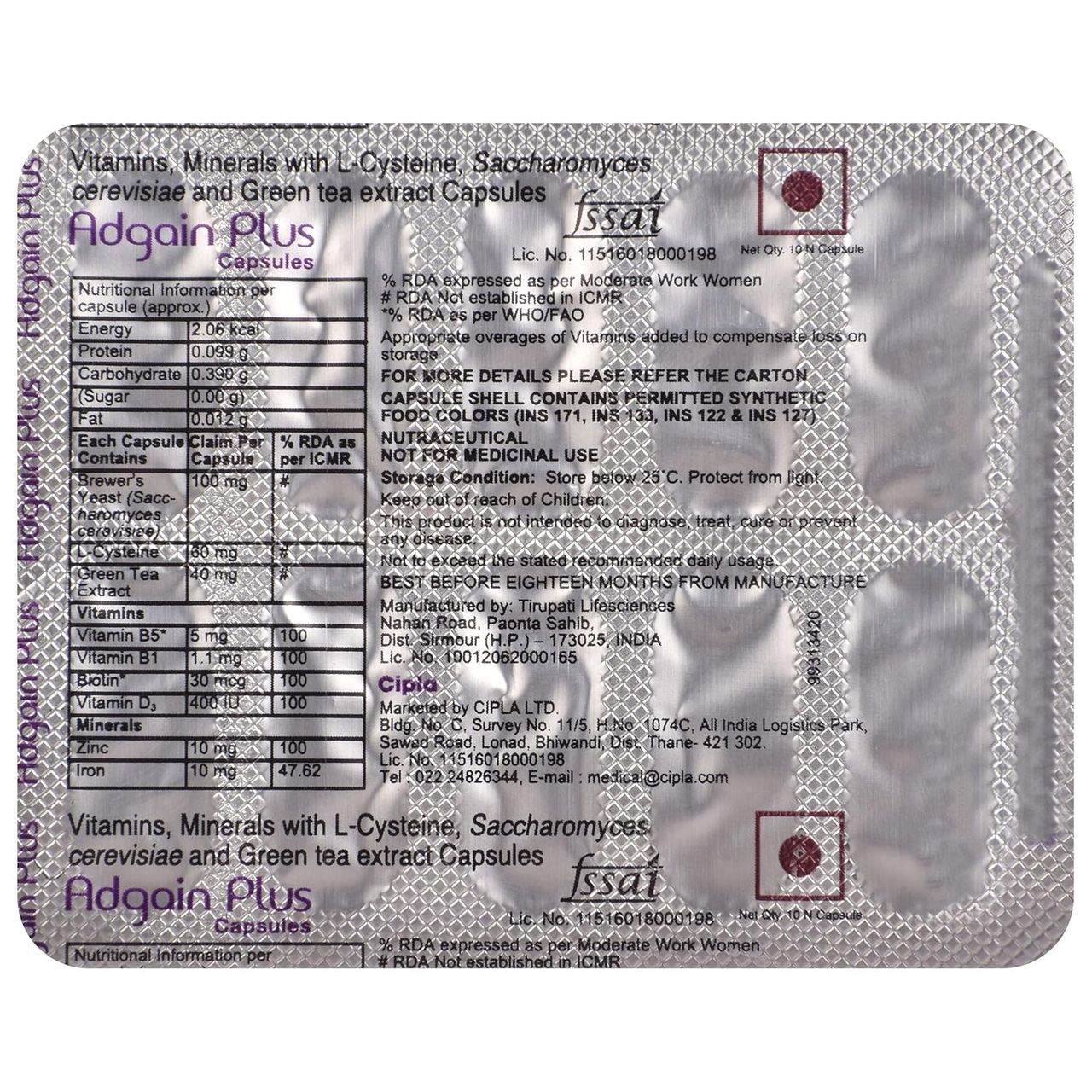 Adgain Plus Healthy Hair Capsule 10