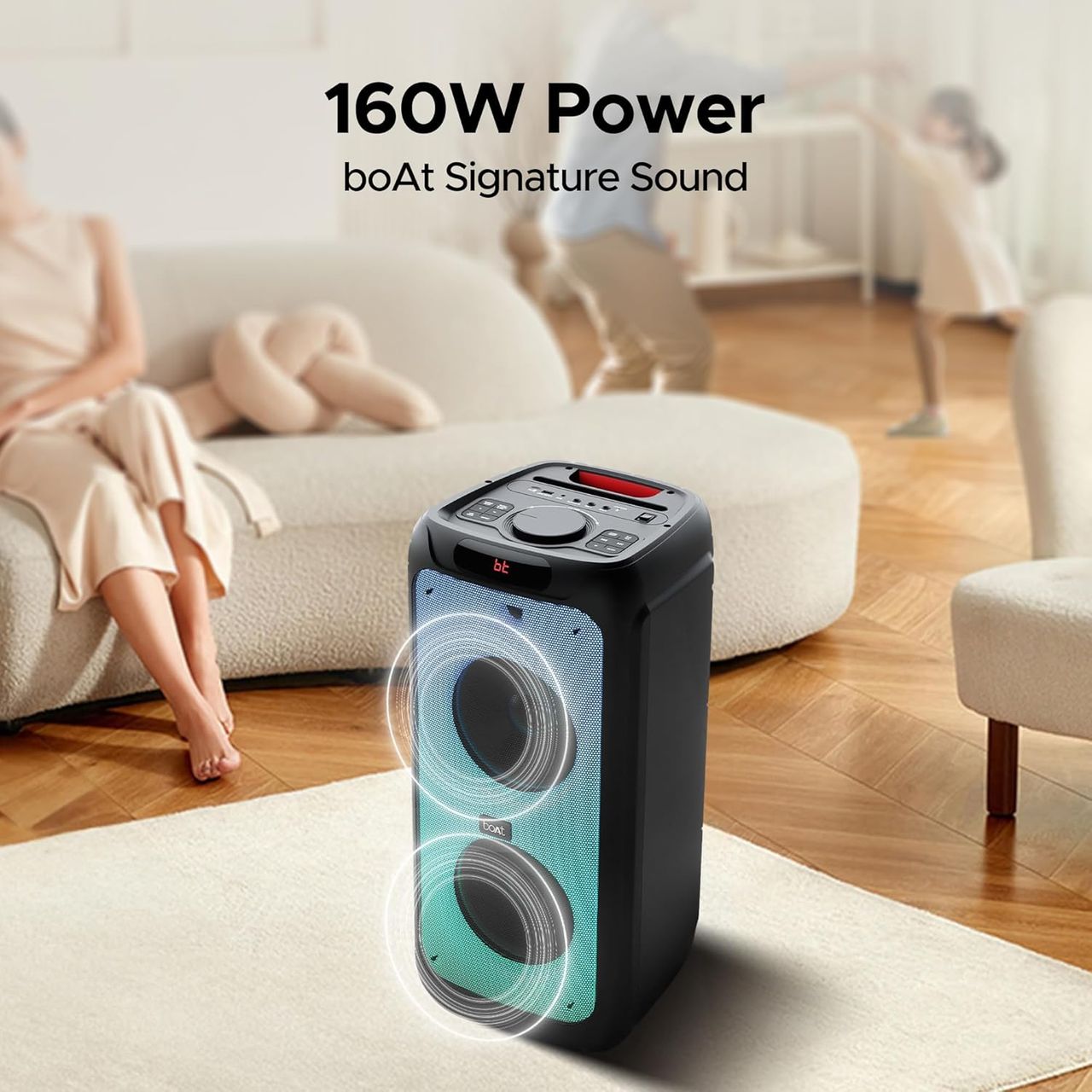 boAt PartyPal 400 Party Speaker w/ 160W Power, 6H Playtime & EQ Modes (Space Black)