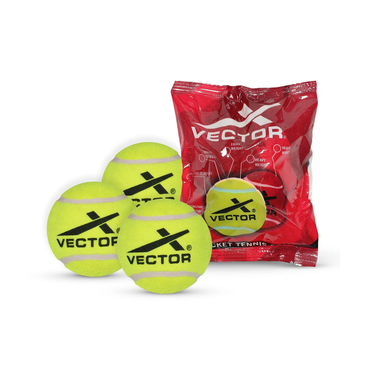 Vector X Cricket Tennis Ball Size - Standard Light (Pack Of 3)