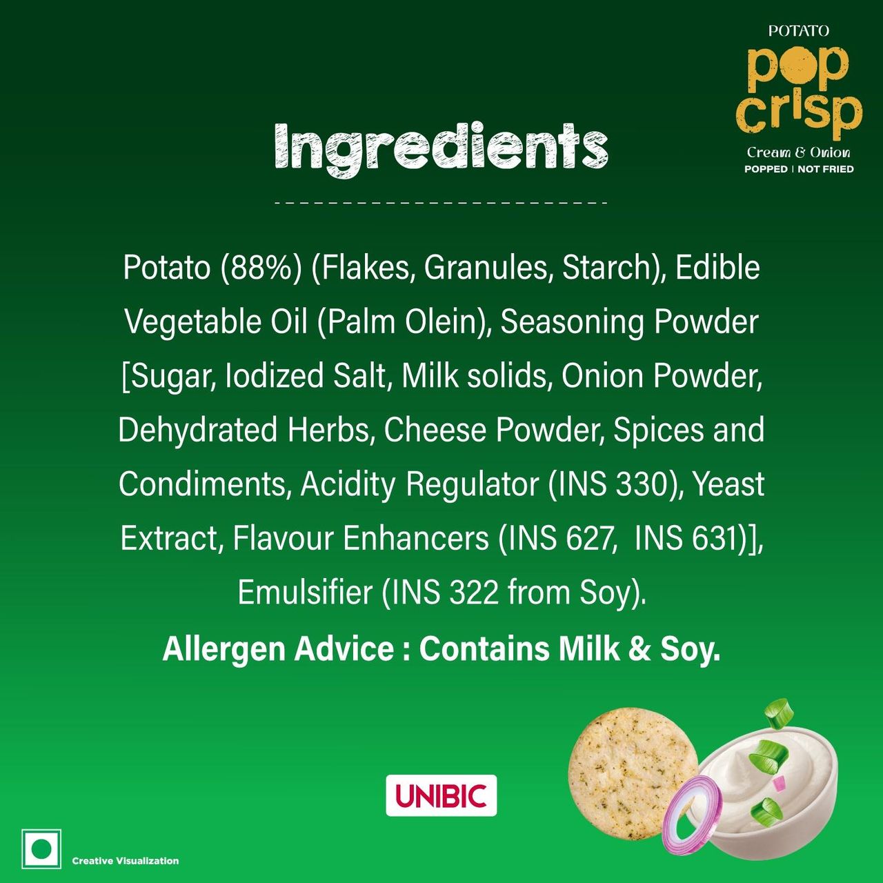UNIBIC Potato Pop Crips - Cream & Onion