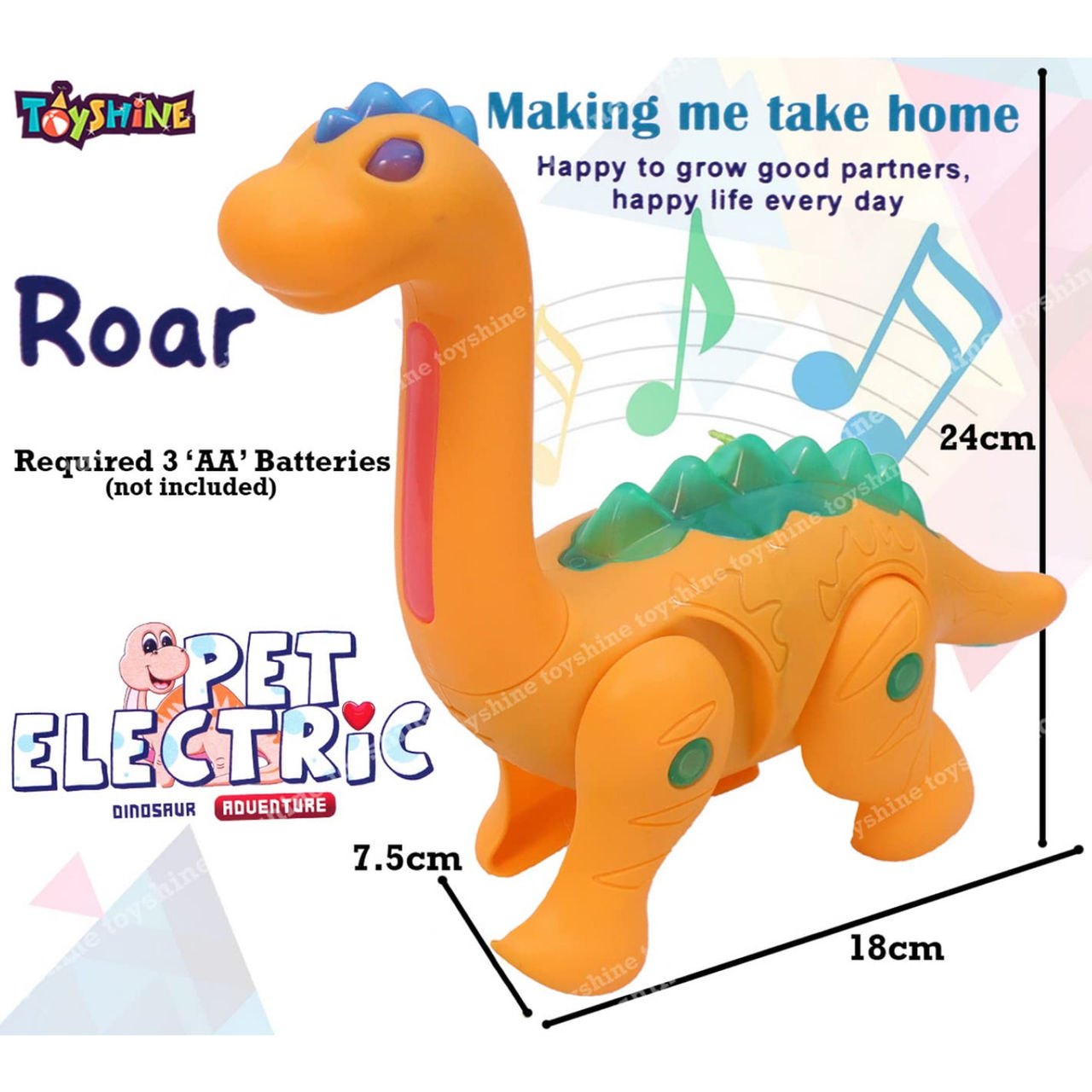 Toyshine Realistic Dinosaur Toy with Sound-Music and Lights | M2