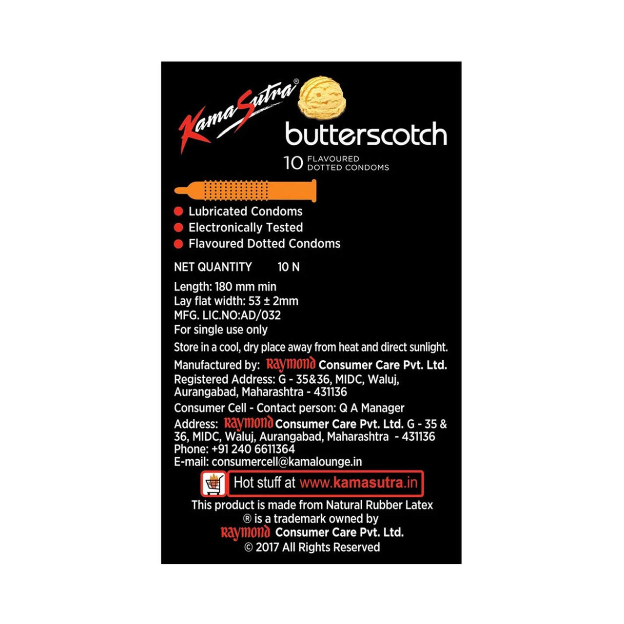 Kamasutra Butterscotch Condoms For Men