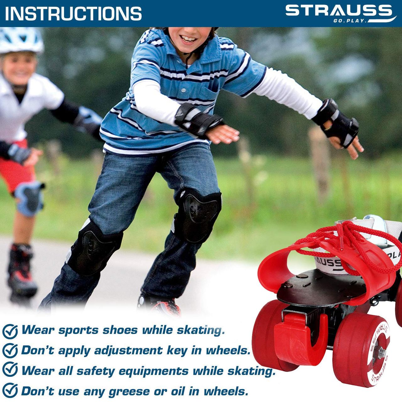 Strauss Senior Roller Skates, (Red)