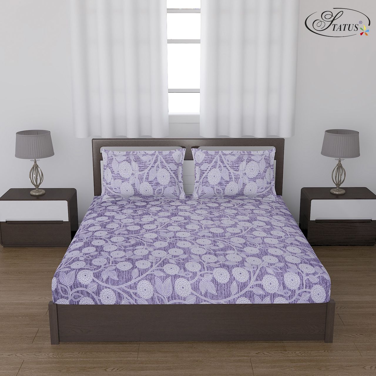 Status Value Single Bedsheet 150 cm X 200 cm Dsn 4 Dandelions Grey
