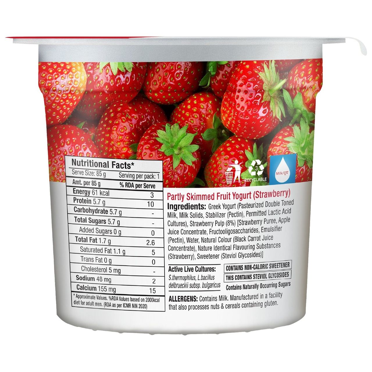 Epigamia No Added Sugar Strawberry Yogurt