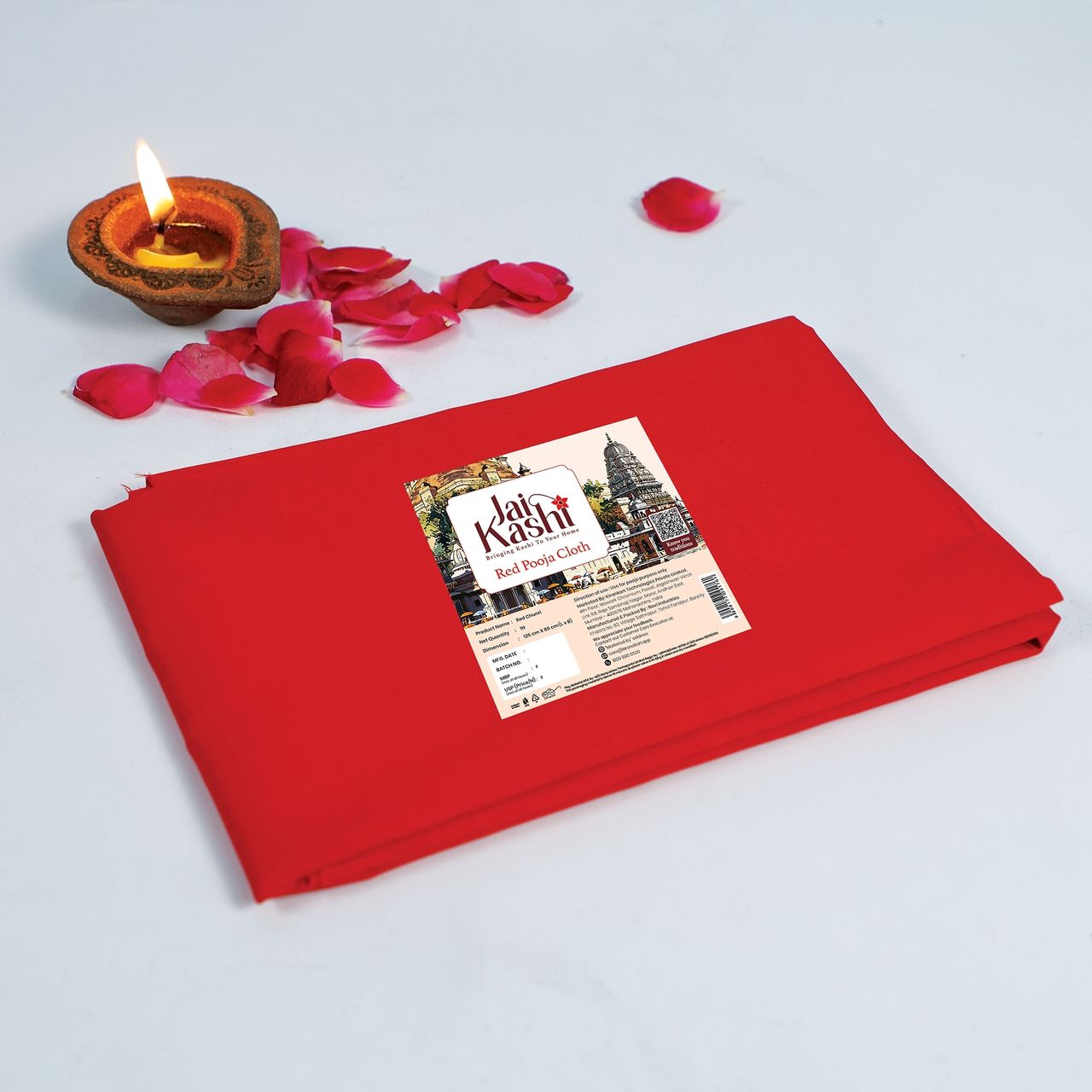 Jai Kashi Pooja Cloth - Red | 1.25 m x 0.8 m