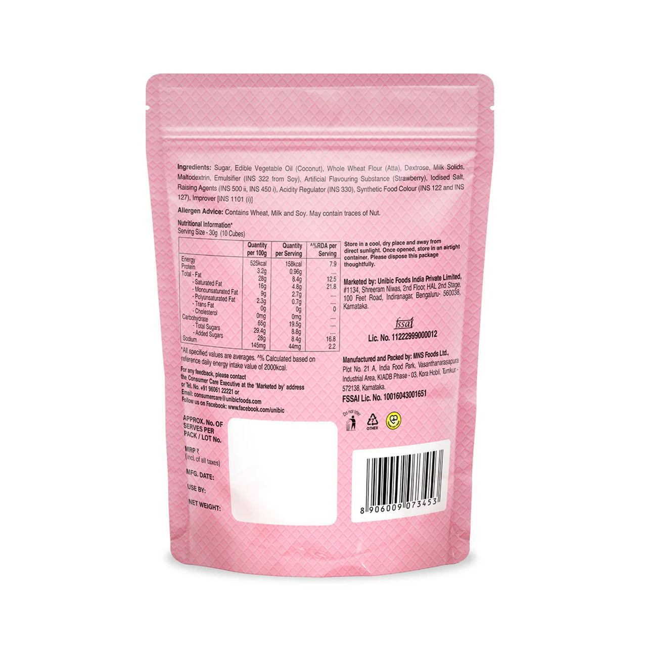 Unibic Wafer Strawberry Qubz 150 g Combo
