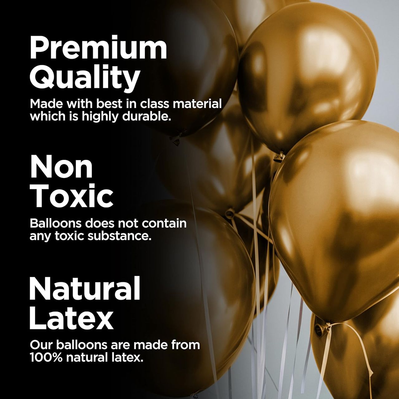 Just Party Golden Metallic Chrome Shiny Balloons For Party Decorations