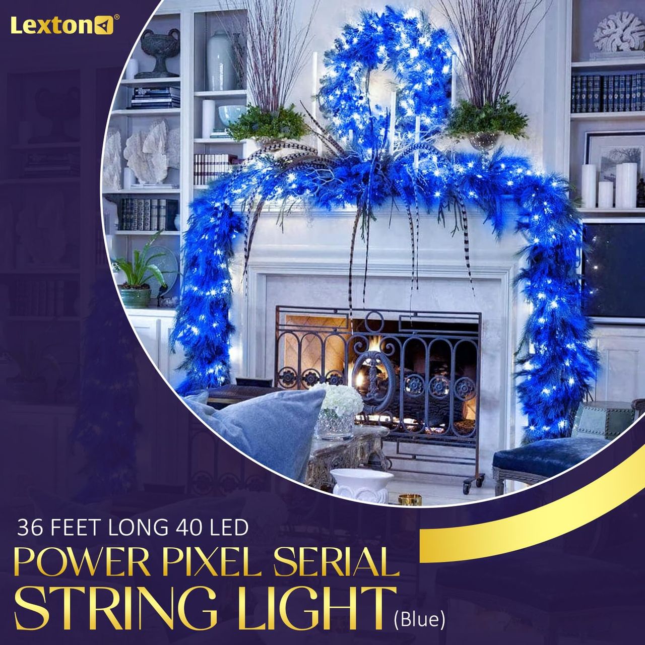 Lexton 36 Feet Long 40 LED Power Pixel Serial String/Fairy Light | Plug Sourced|Pack of 1 Blue