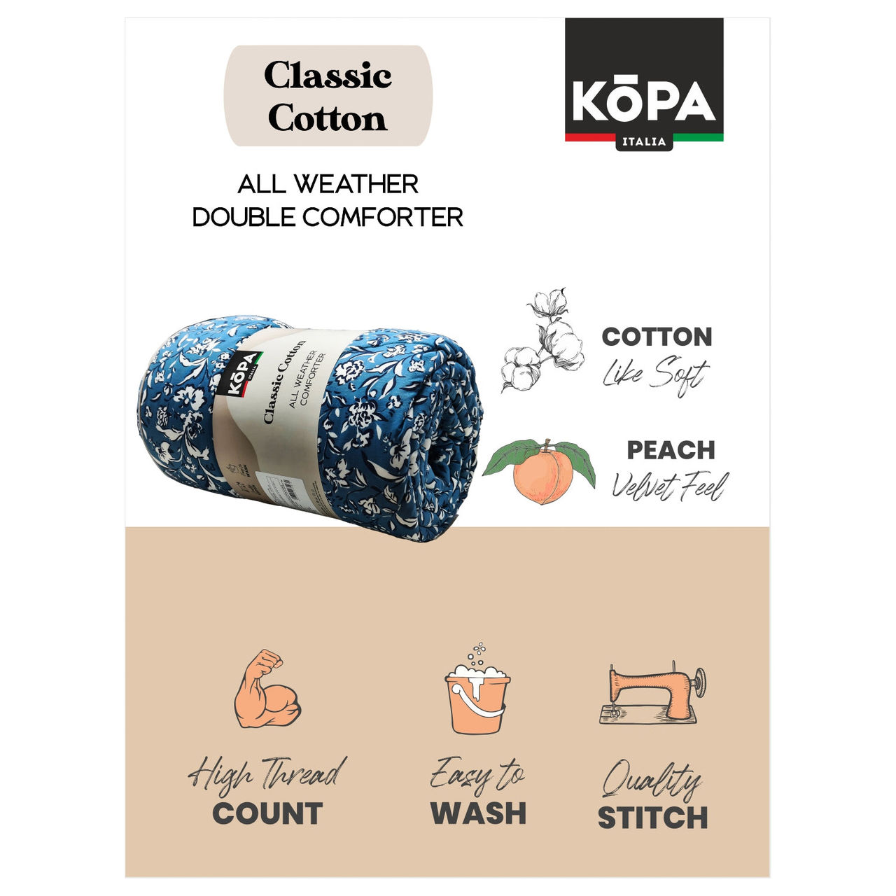 Kopa Super Soft Microfiber Comforter for All Weather | Single Size | Abstract | Blush, Burgundy