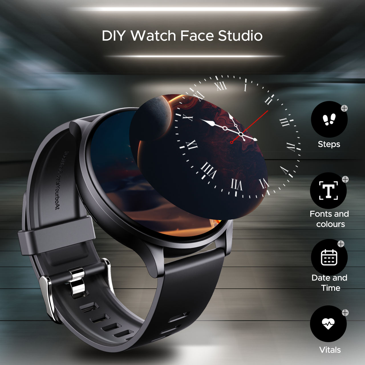 boAt Lunar Prime Smartwatch | 1.43" AMOLED Display | BT Calling - Charcoal Black