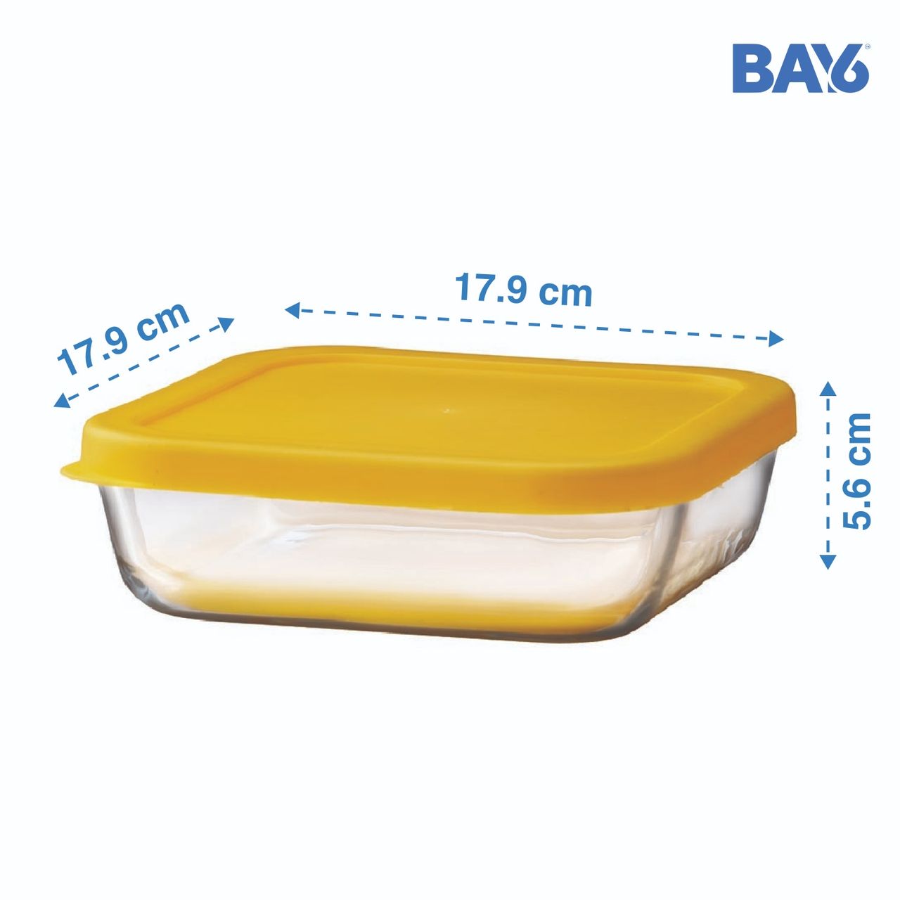 BAY6 Premium Imported Borosilicate Glass Container with Lid - 1170 ml - Yellow