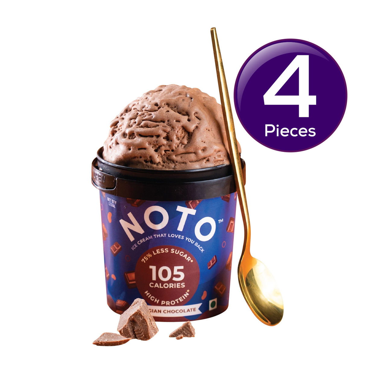 NOTO Belgian Chocolate Low Calorie Ice Cream Cup 100 ml Combo