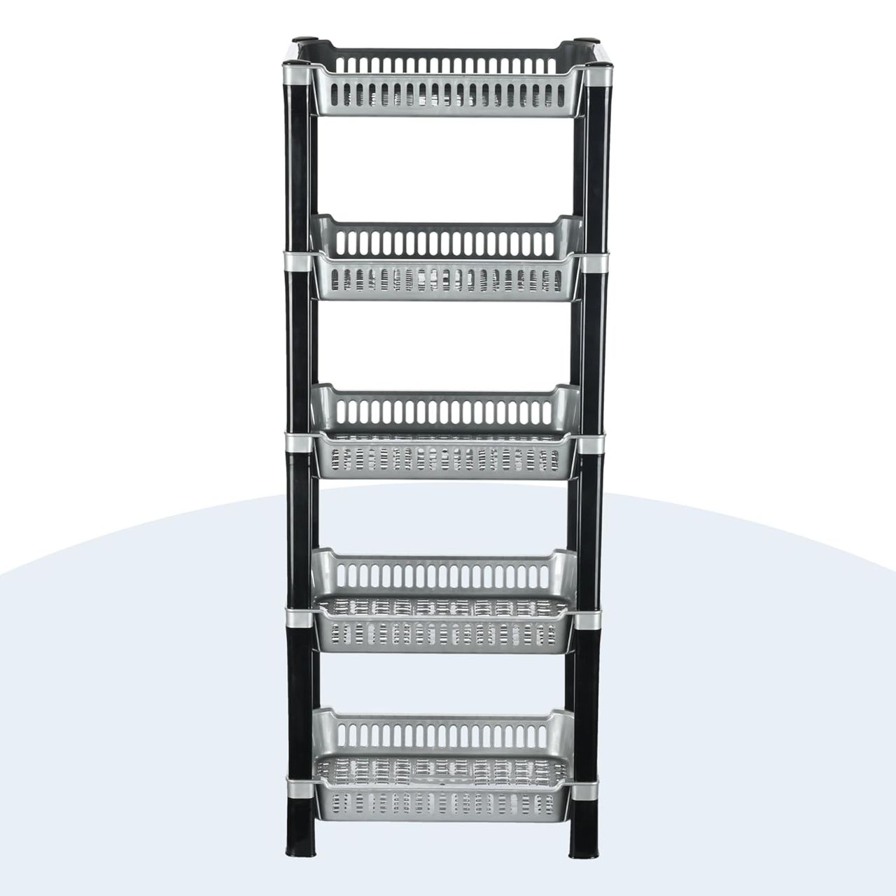 Kuber Industries 5-Layer Multipurpose Kitchen Organizer/Storage Rack | Silver