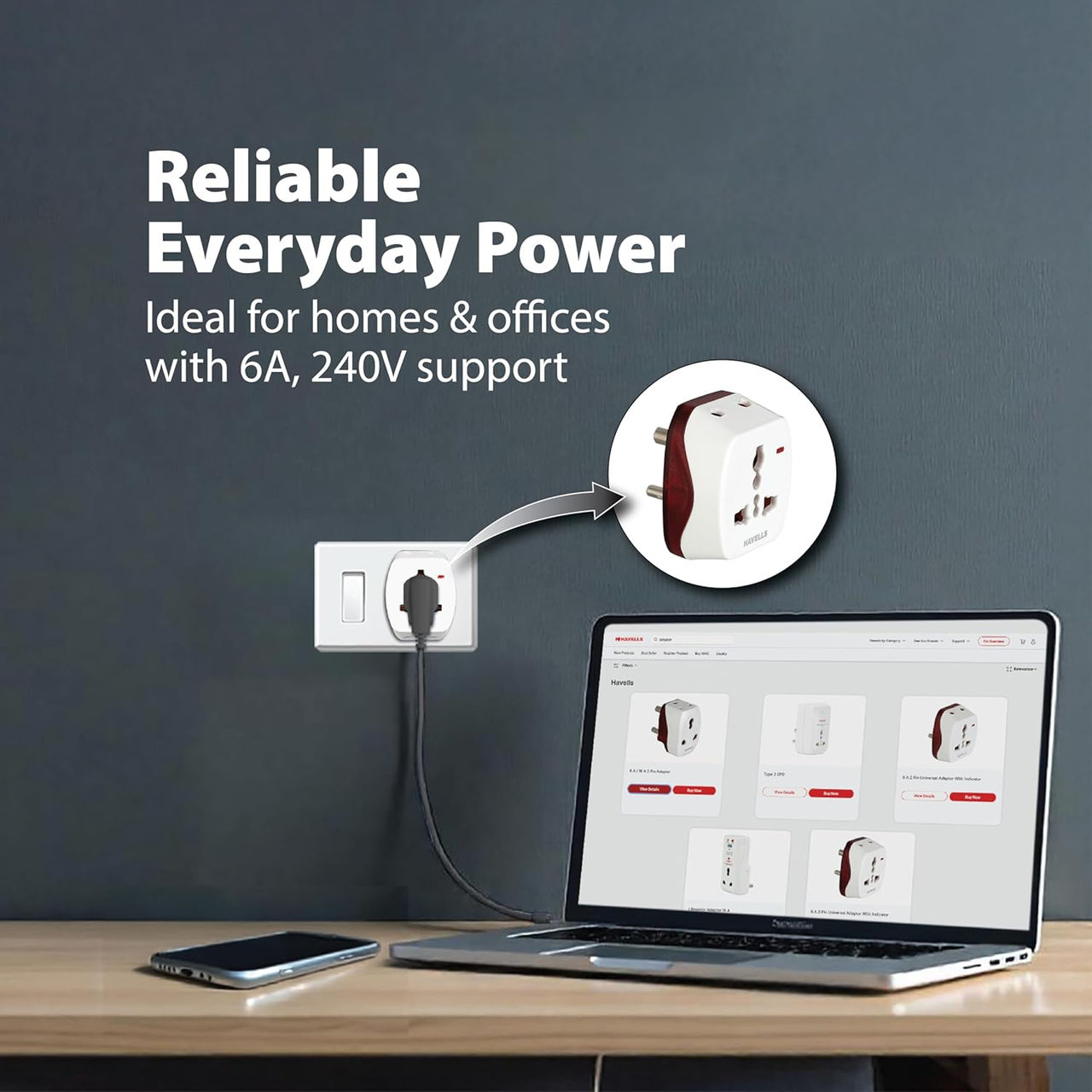 Havells 3 Pin Universal Adaptor