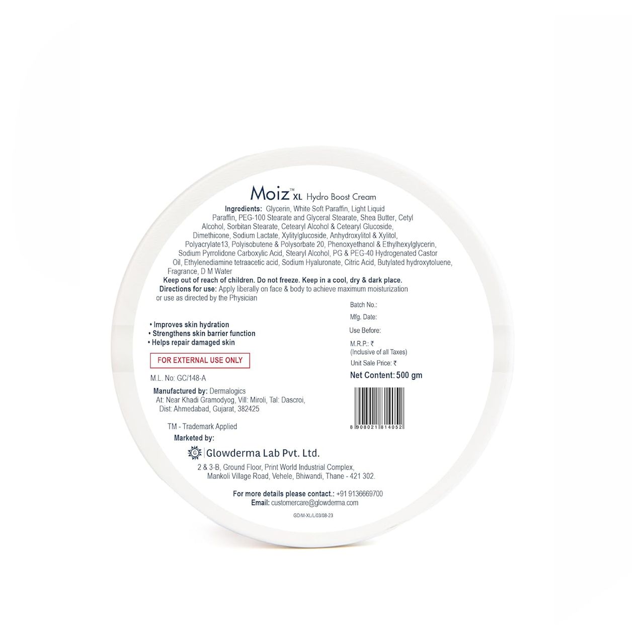 Moiz XL Hydro Boost Cream 500g