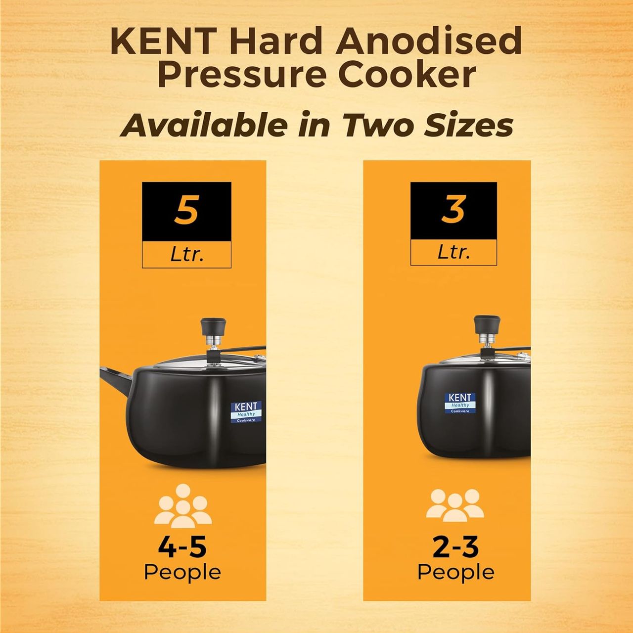 Kent Hard Anodised Pressure Cooker 3L with SS Inner Lid 3.25 mm Thick Base Induction Compatible