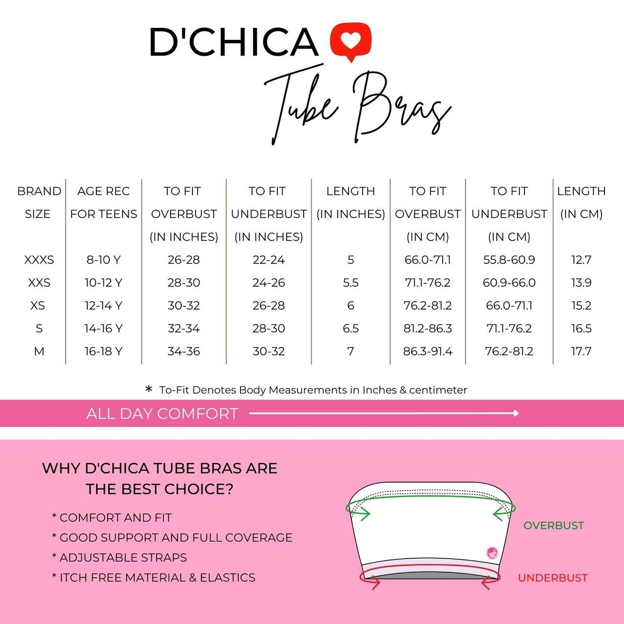 D'chica Double-Layer Cotton Strapless Bra | Non Padded Bandeau | Solid Black - L