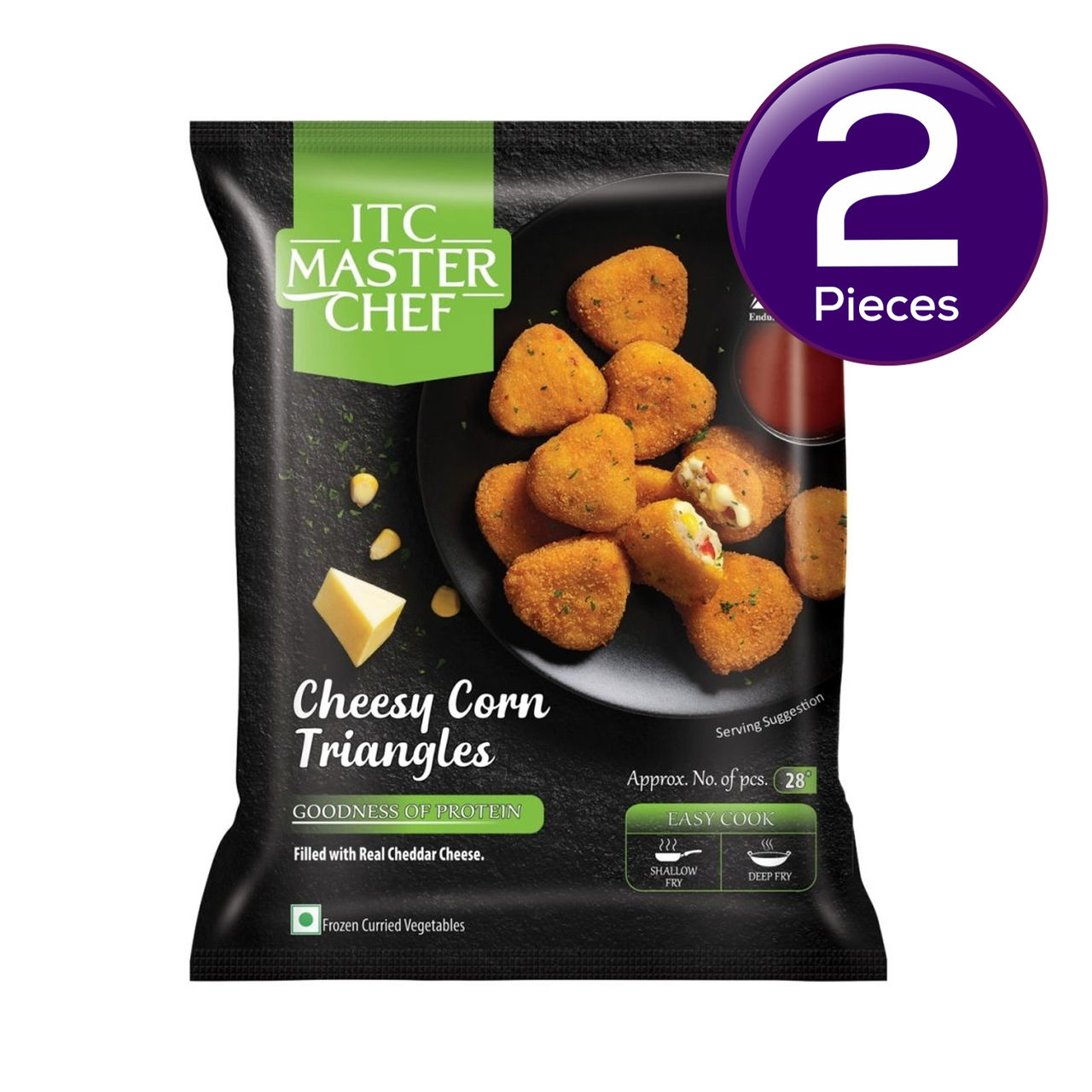 ITC Master Chef Cheesy Corn Triangles Veg Frozen Snack Ready To Cook 500 g Combo