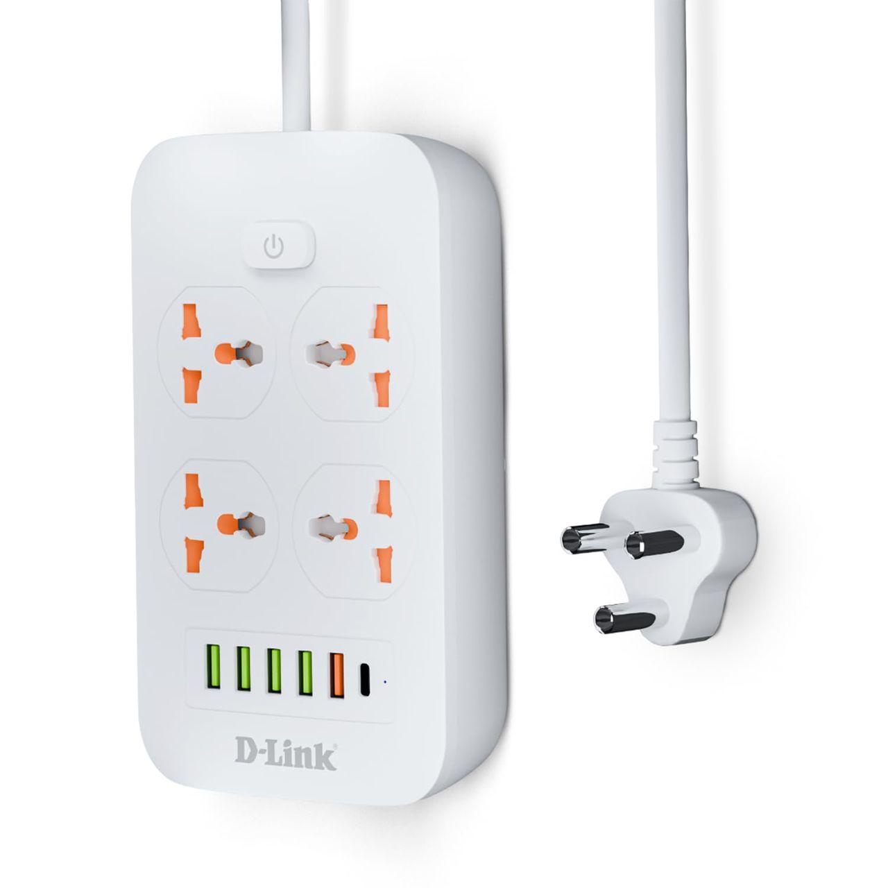 D-Link Power Strip with 4 Universal Sockets with Child Security + 5 USB Ports + 1 Type-C Port,1500W