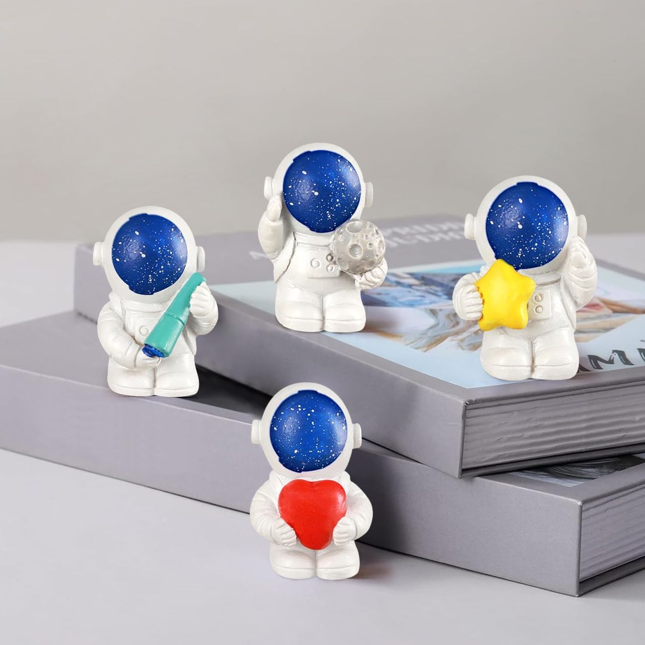 Tied Ribbons Astronaut Spaceman Statue Ornament Showpc | 3.8 cm | Set of 4