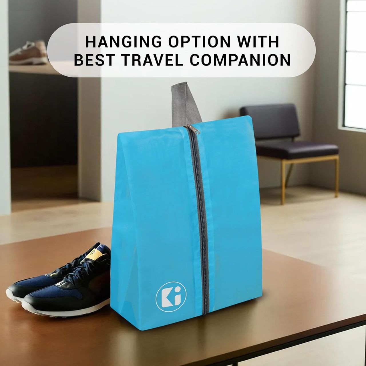 Kuber Industries Parachute Travel Shoe Carrying Organizer|Pack of 4|Sky Blue