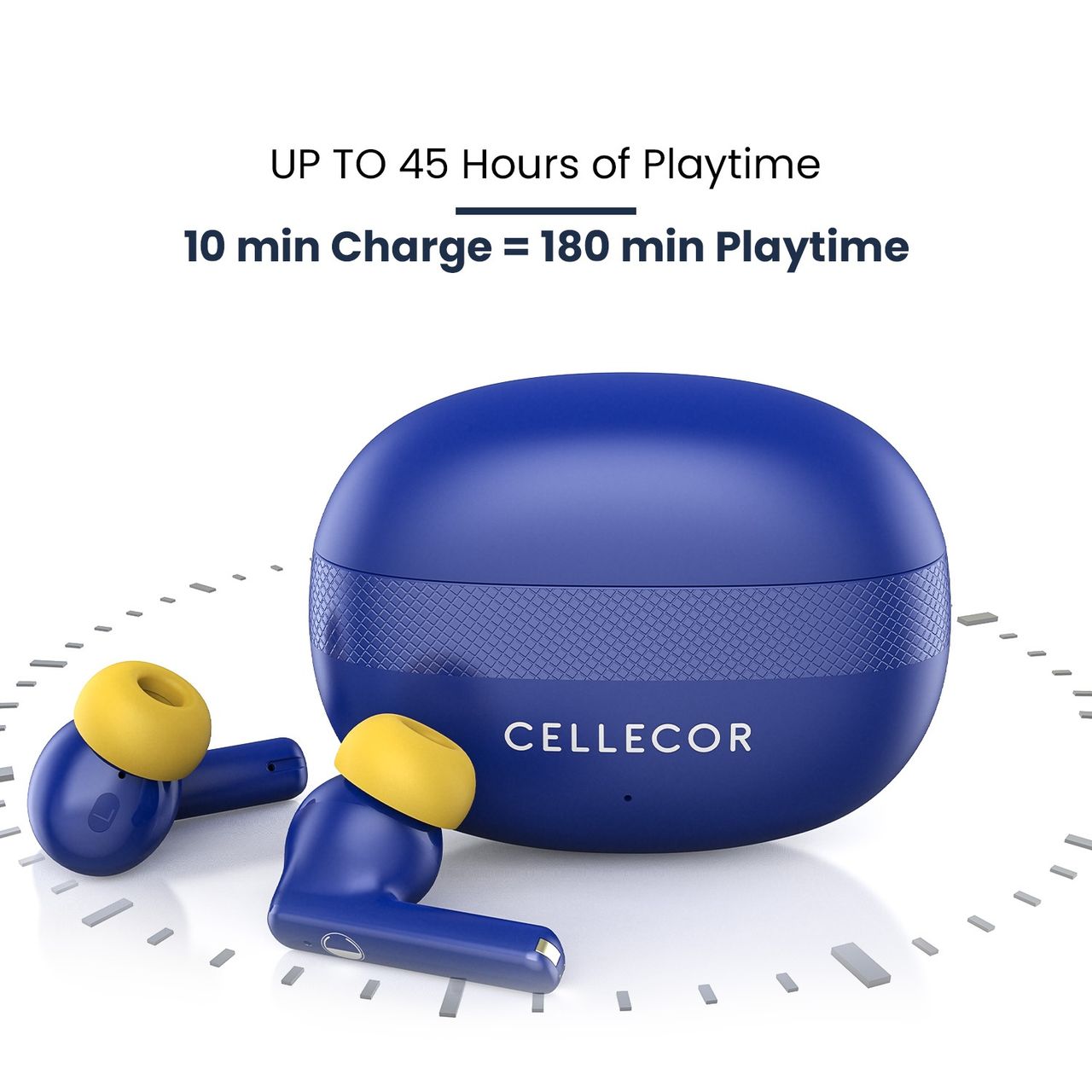 Cellecor Bropods C105 Tune TWS Noise Cancellation Earbuds | 50ms Low Latency | Fast Charging - Type-C | Yellow