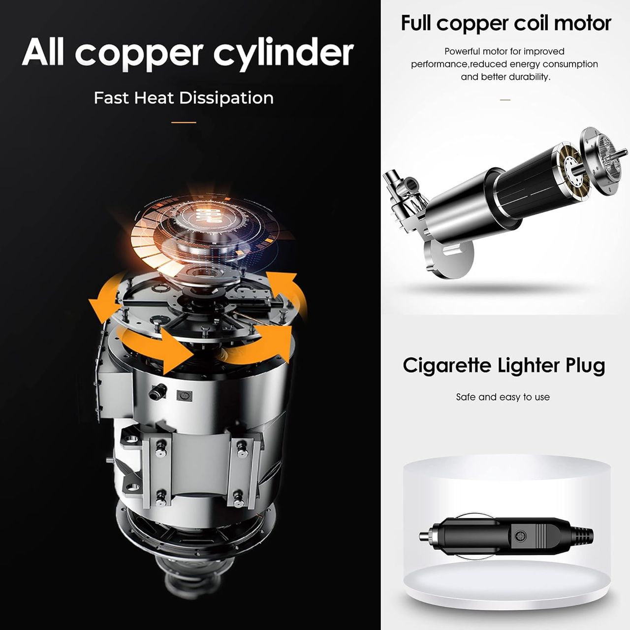 Autofy Triton With Auto Cut Car Tyre Inflator 150Psi With Emergency Led | 120W-12V
