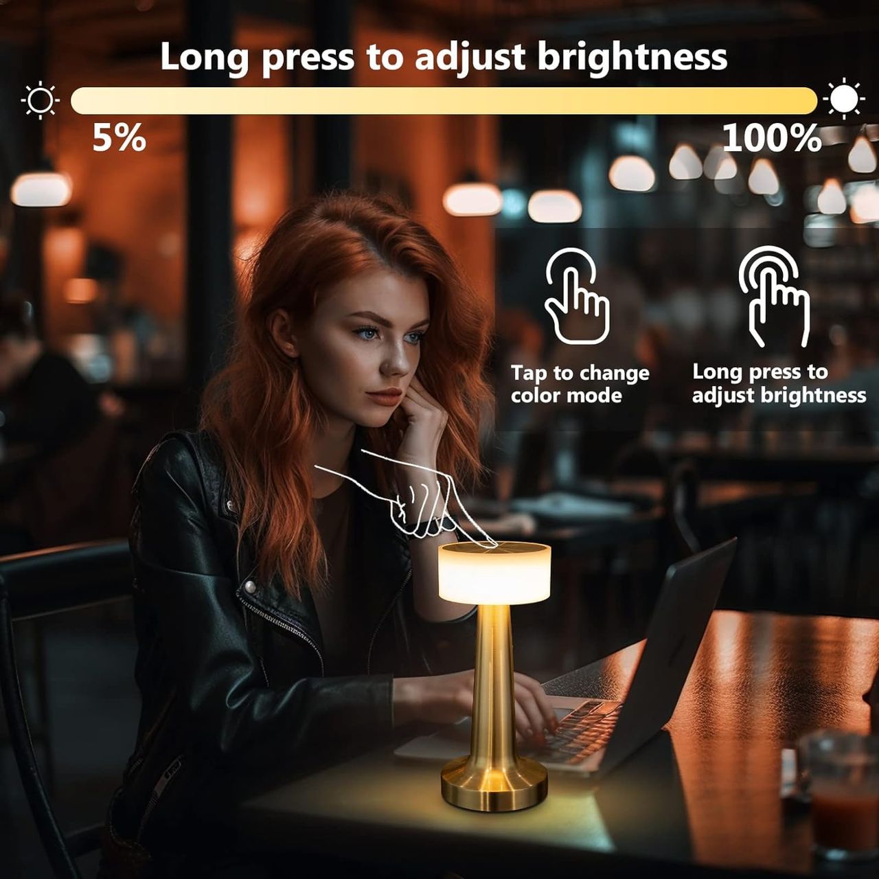 Hashwow Small Dumble Table Lamp With 3-Colour Touch Control - Gold Metal Lamp