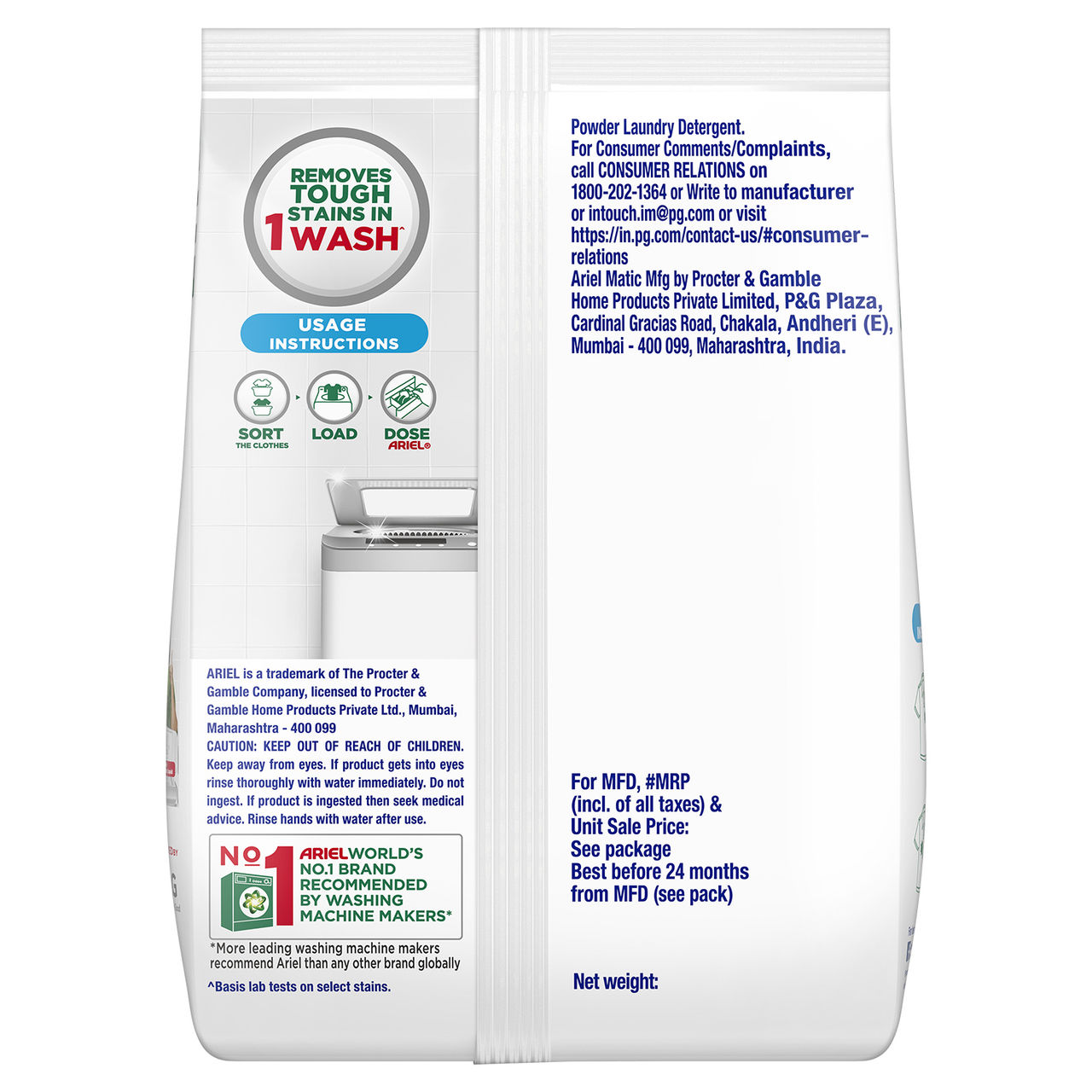 Ariel Matic Detergent Powder Top Load | For Washing Machines 2 kg Combo