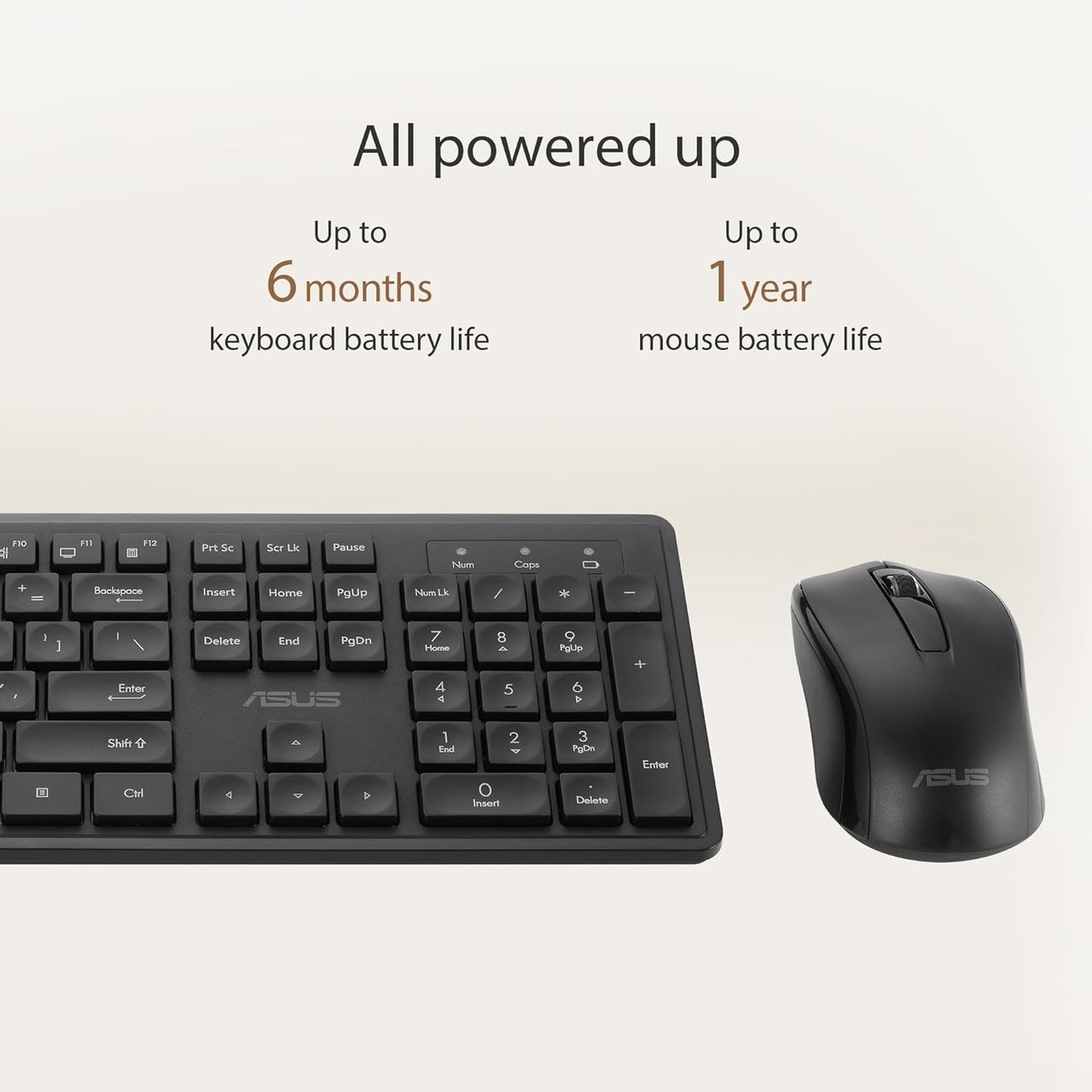 Asus Wireless Keyboard And Mouse Set Cw101|Upto 1000 Adjustable Dpi|2.4 Ghz Nano Receiver|Black|