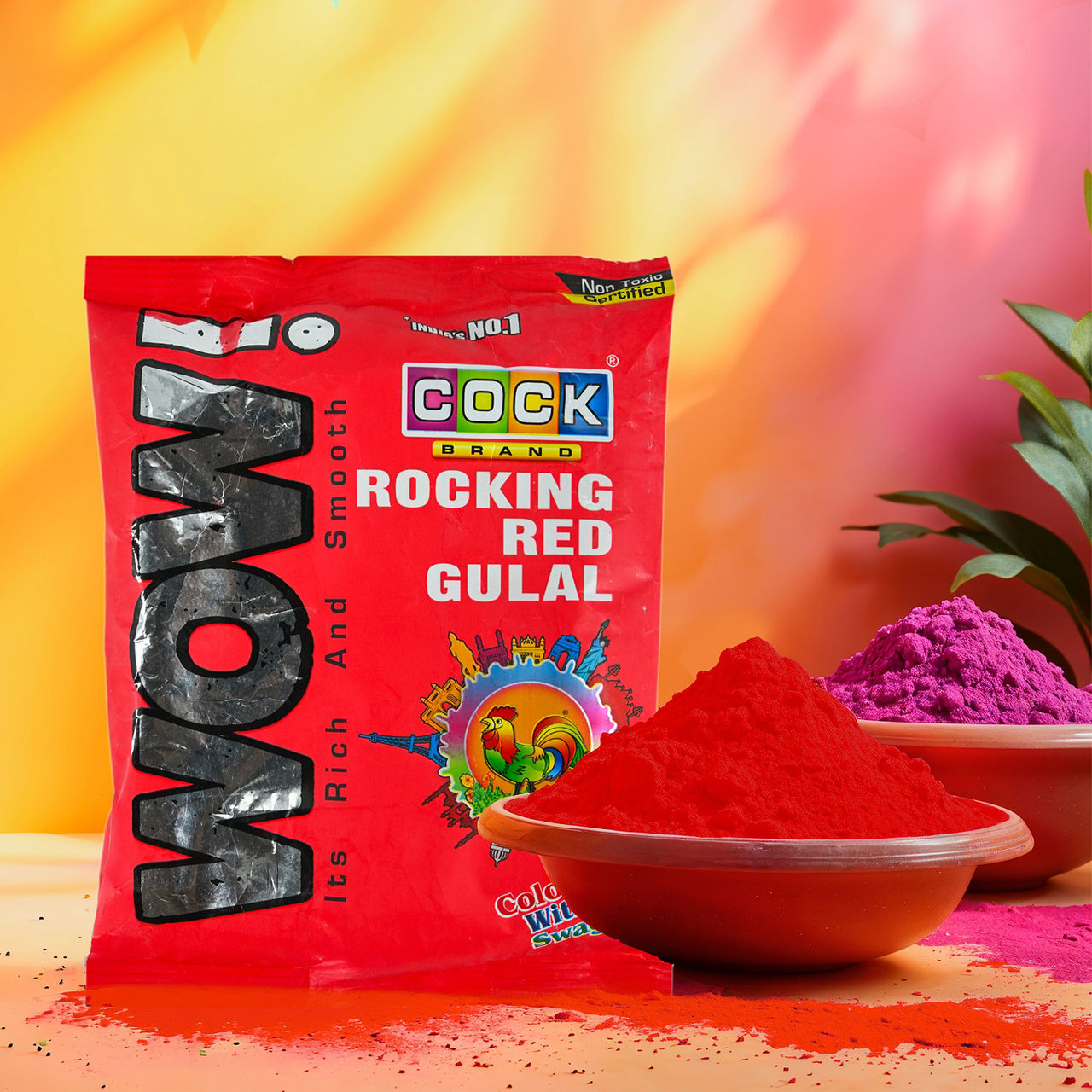 Cock Wow Gulal for Holi - Red