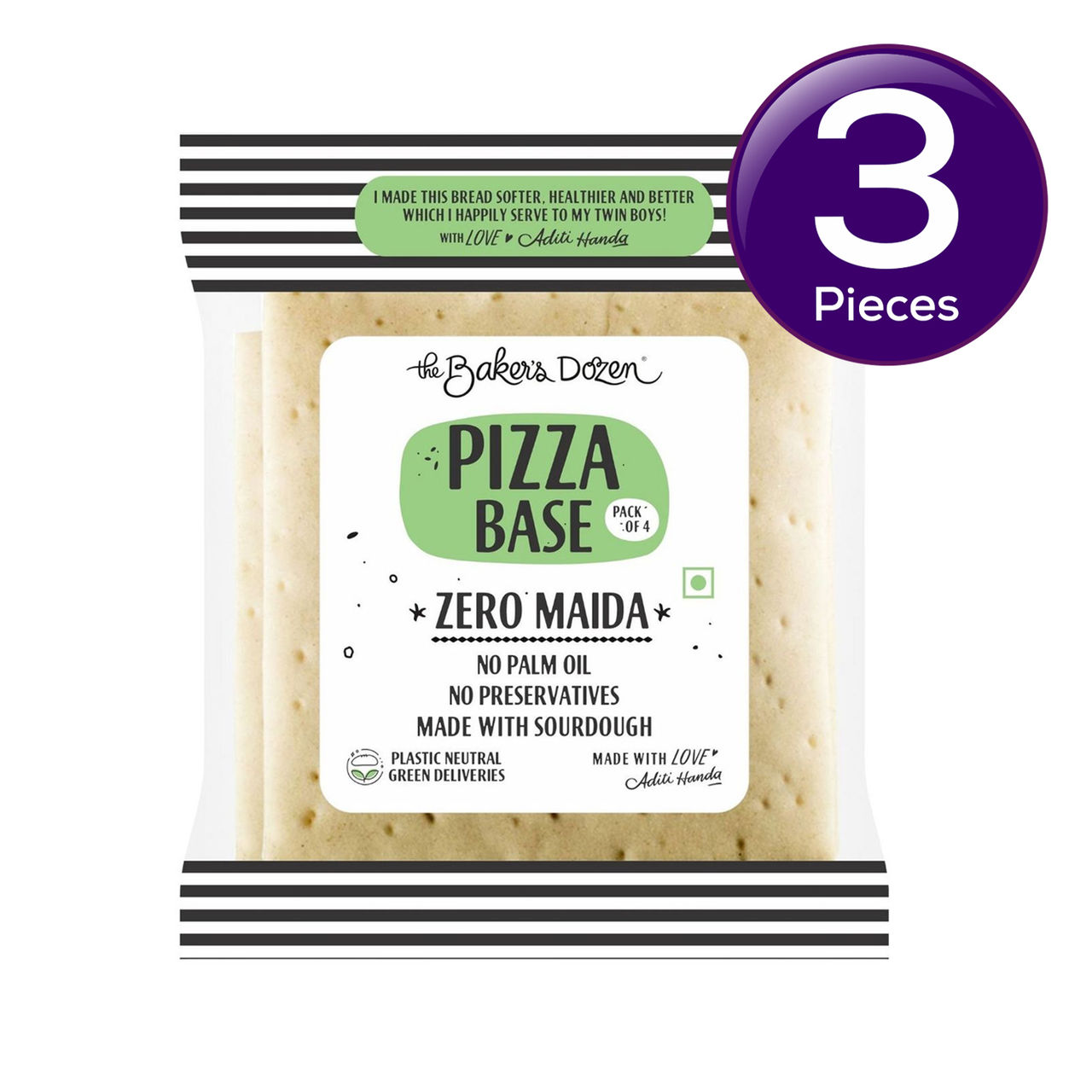 The Baker's Dozen Zero Maida Pizza Base No Palm Oil No Preservative 100% Wholewheat 140 g Combo