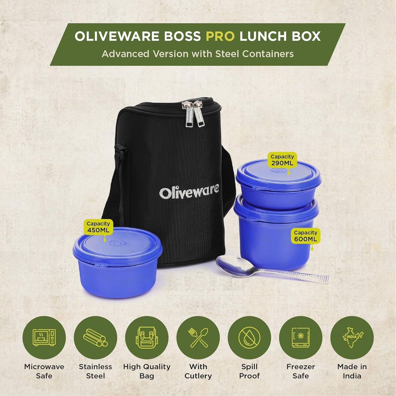 Oliveware Boss Pro Lunch Box - Blue