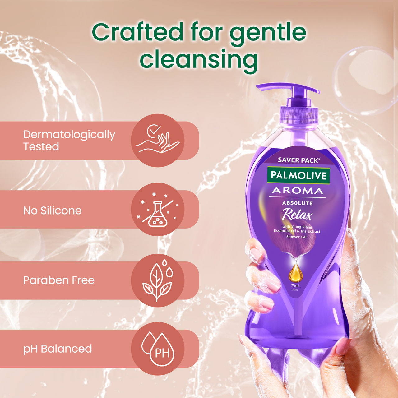 Palmolive Iris & Ylang Ylang Essential Oil Aroma Absolute Relax, Moisturizing Body Wash 750 ml Combo