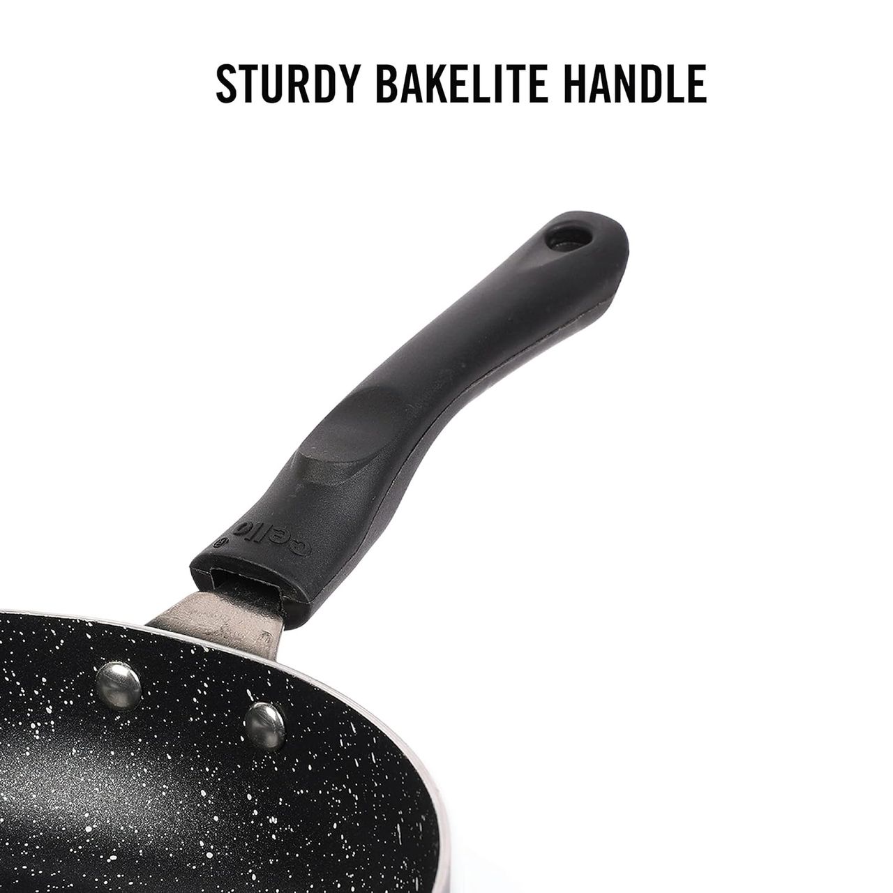 Cello Crown Induction Base Cookware Set with Spatter & Bakelite Handles| 3 pcs| Black
