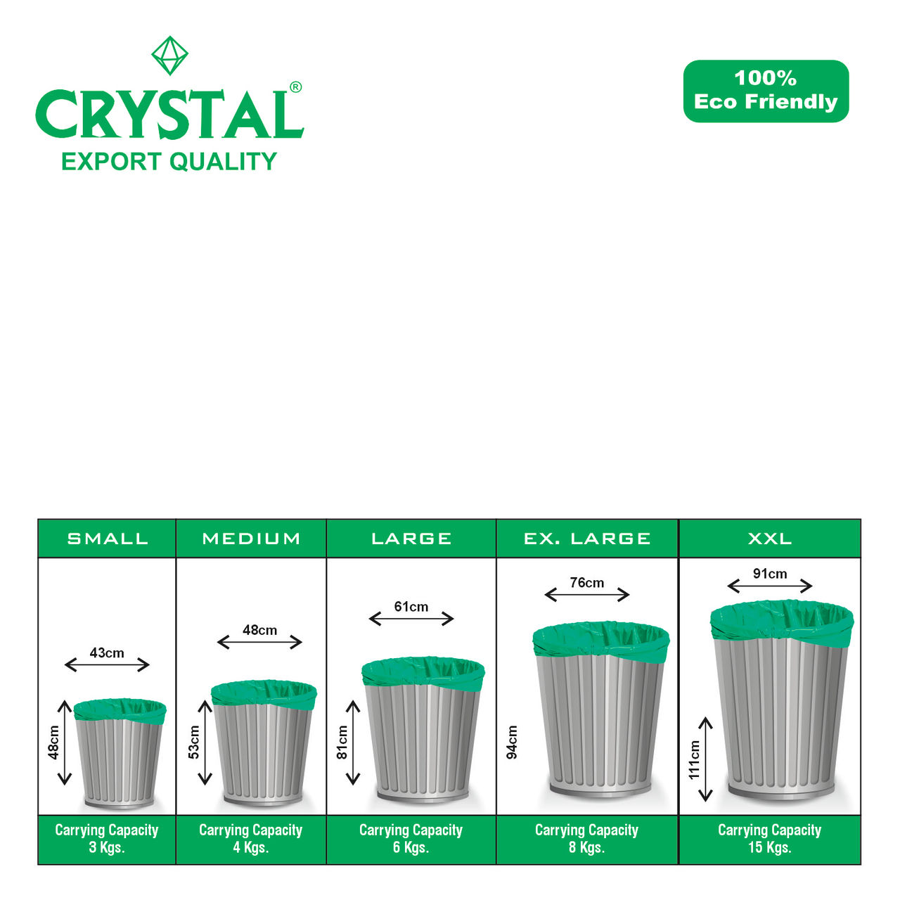 Crystal Medium Green Garbage Bag Roll 19X21 1 pc Combo