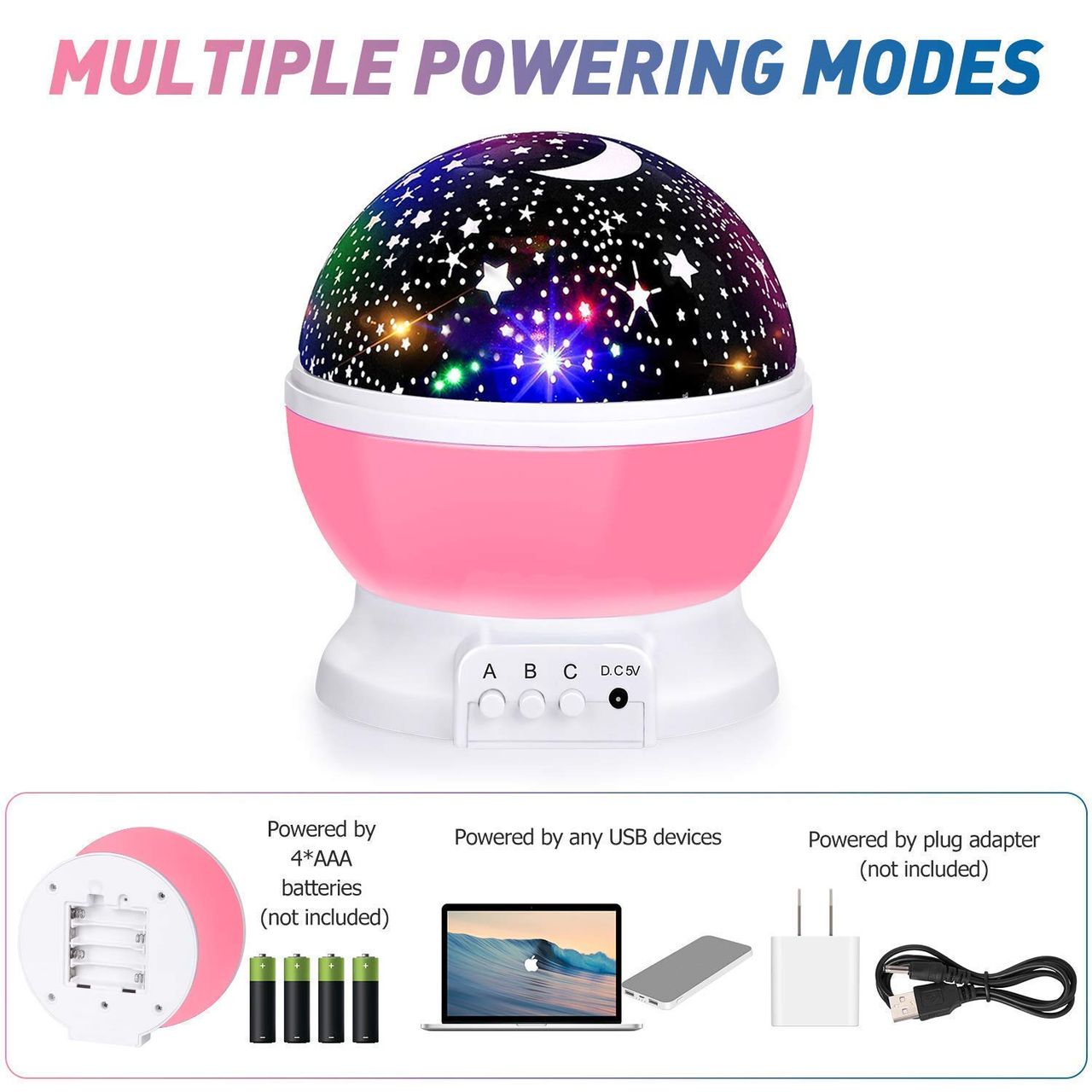 Toyshine Star Moon Night Light Projector with 12 Color-Changing Modes