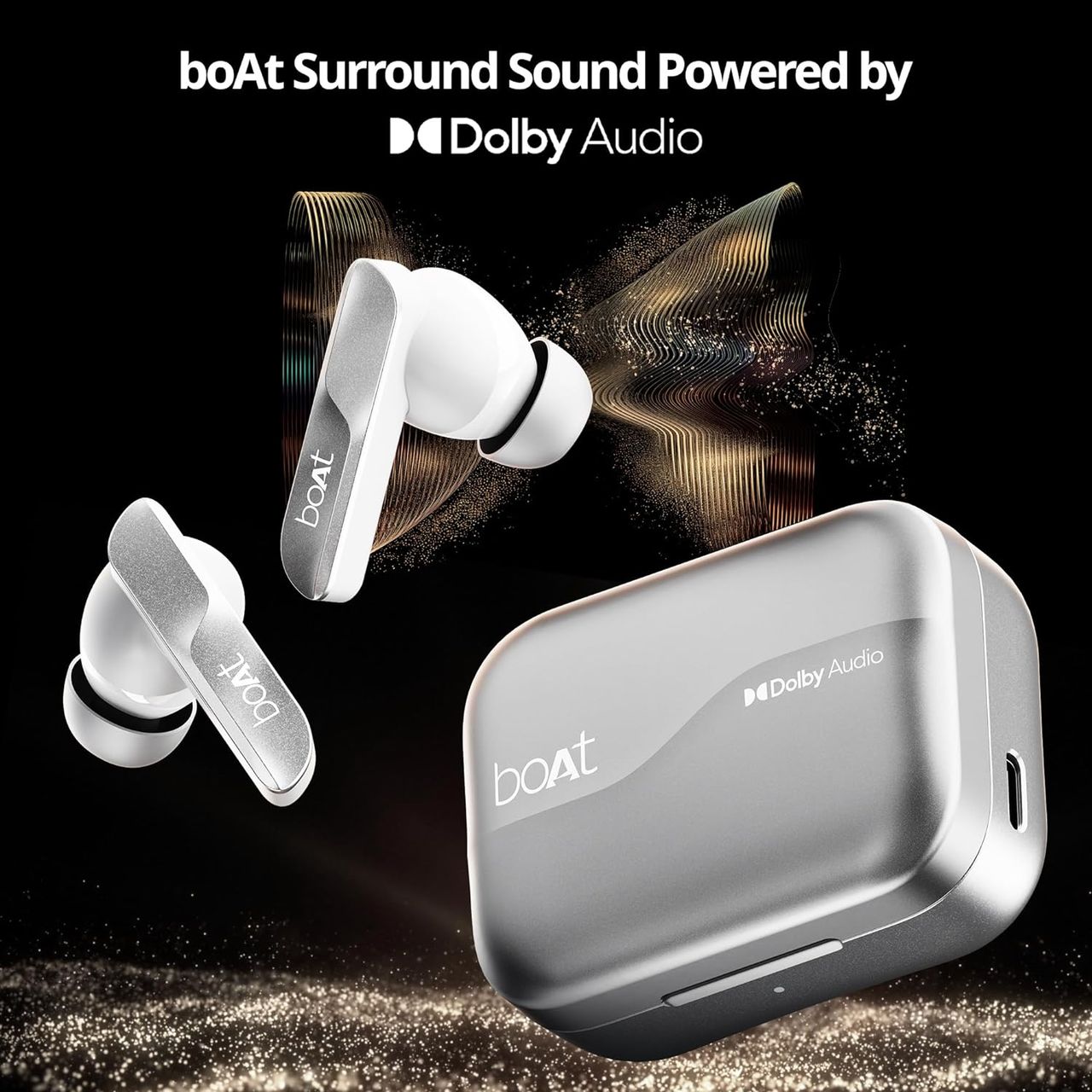boAt Airdopes 800 TWS Earbuds w/ Dolby Audio, High Fidelity Drivers, 4 Mics ENx Tech & Hearables App(Interstellar White)