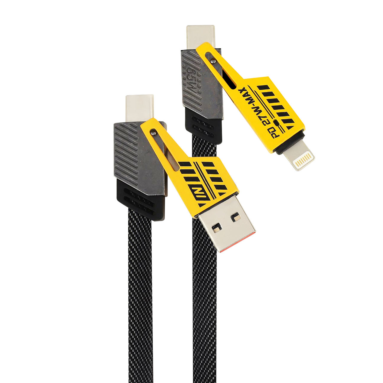 Gizmore 4 in 1 Multi Fast Charging Cable 65W| USB C to C| Lightning & Type C for iPhones| Android