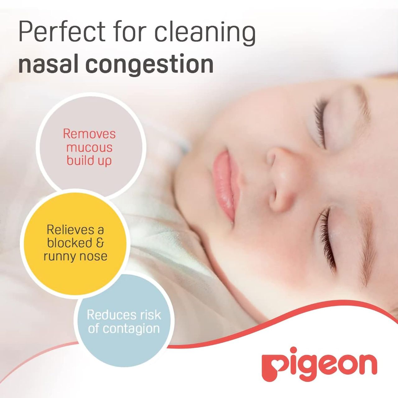 Pigeon Baby Care Nasal Aspirator | White and Red | 0 - 3 years
